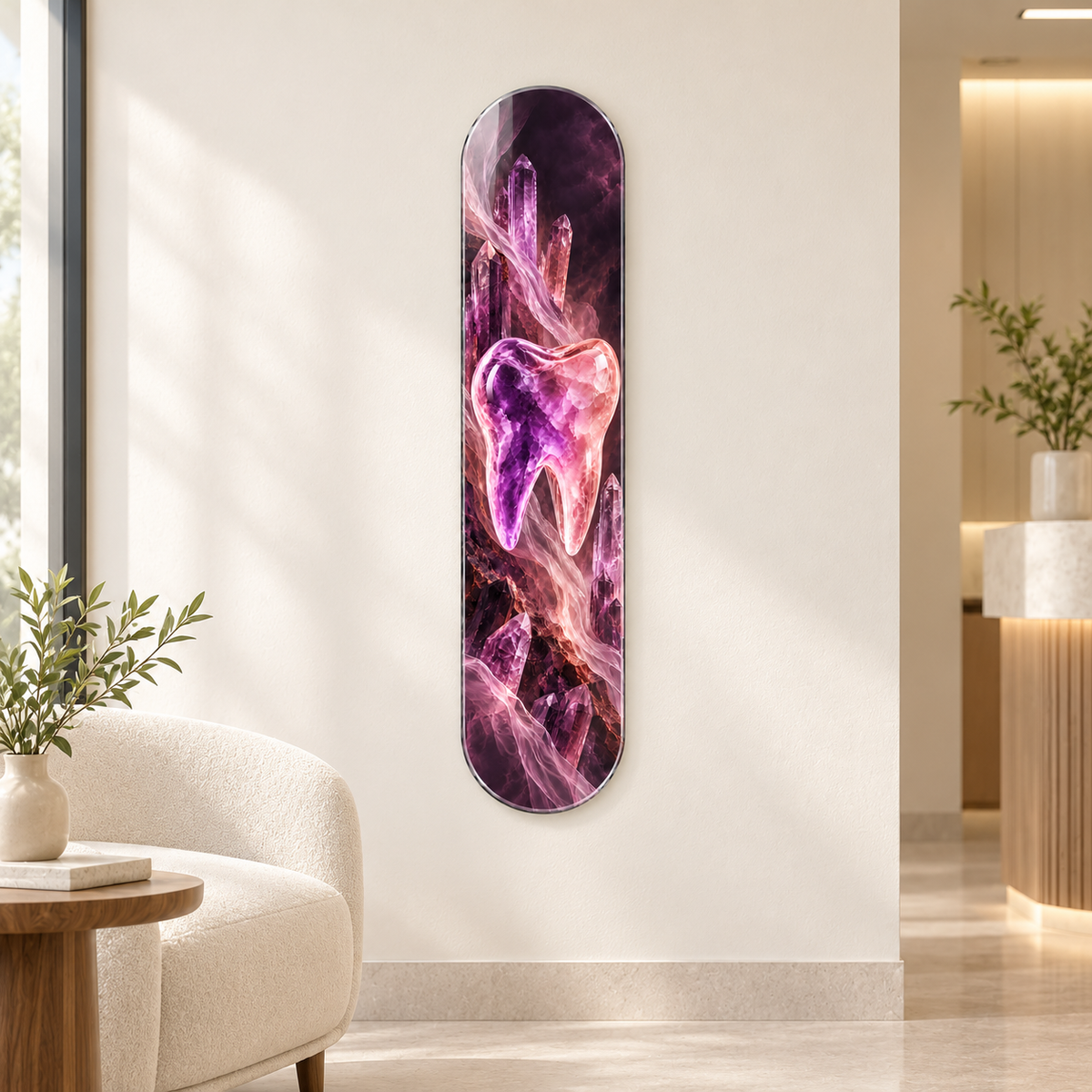 Ametist Kristal Diş Dikey Skate Board Cam Tablo - klinik bekleme alani