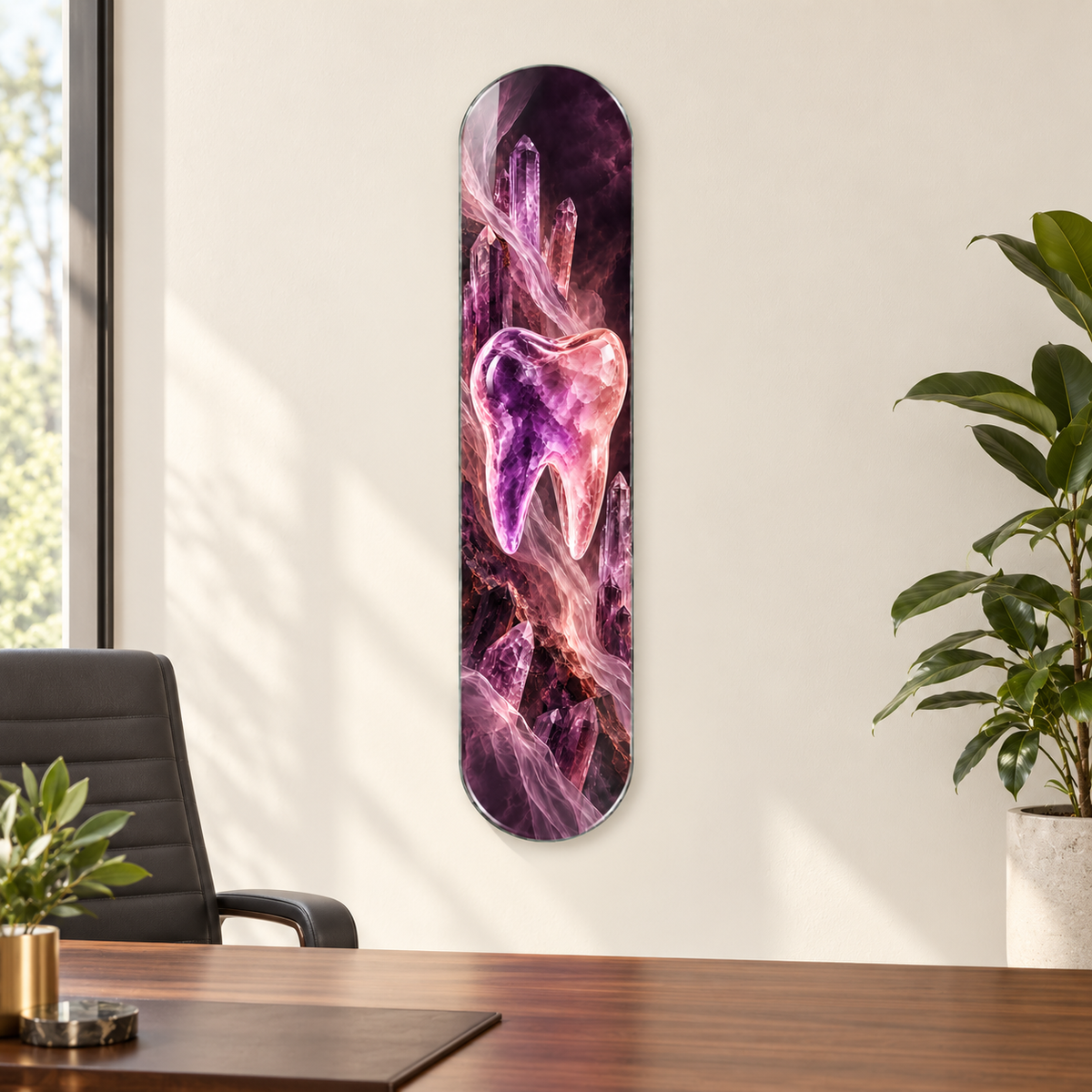 Ametist Kristal Diş Dikey Skate Board Cam Tablo - hekim odasi