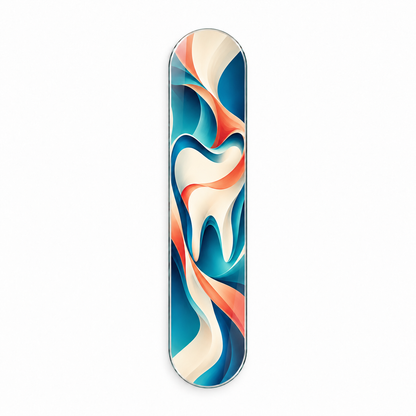 Renkli Soyut Gülüş Dikey Skate Board Cam Tablo - beyaz vitrin