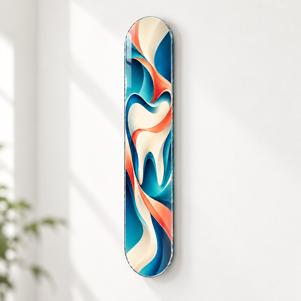 Renkli Soyut Gülüş Dikey Skate Board Cam Tablo - duvar mesafesi