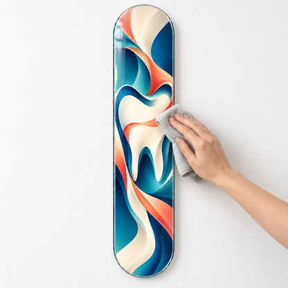 Renkli Soyut Gülüş Dikey Skate Board Cam Tablo - temizlik