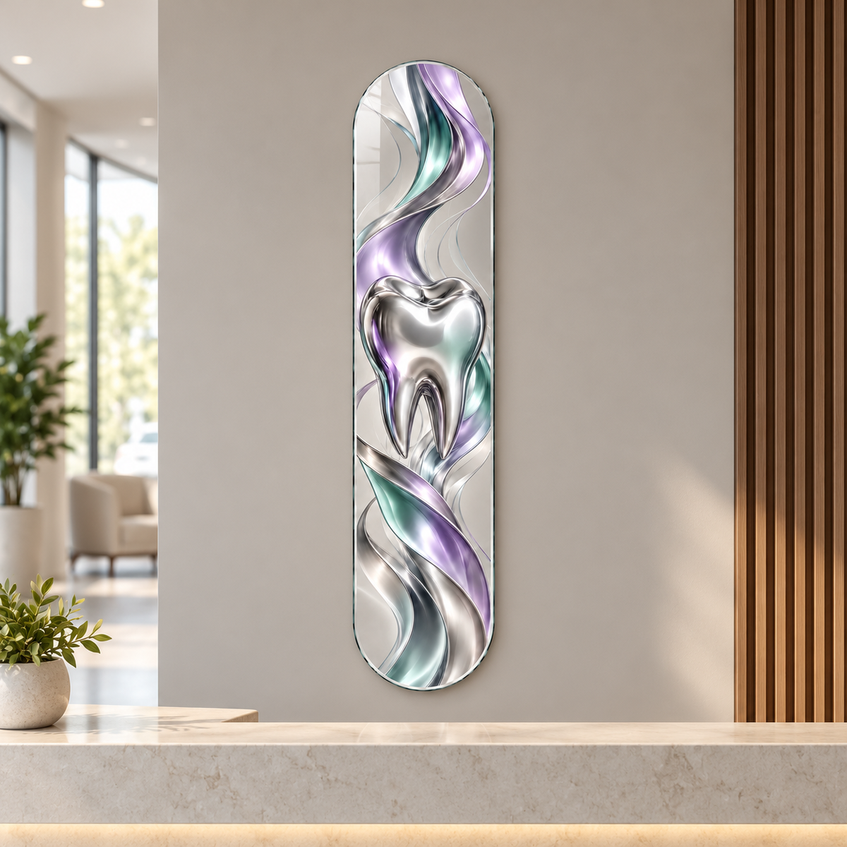 Krom Akış Diş Dikey Skate Board Cam Tablo - klinik resepsiyonu