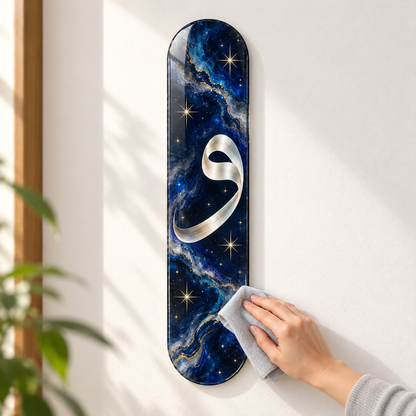 Gece Vav Hat Sanatı Dikey Kaykay Cam Tablo — mikrofiber bezle temizlik