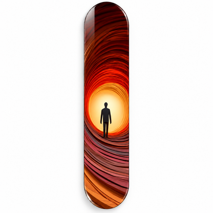 Işığa Yolculuk Dikey Skate Board Cam Tablo – Beyaz fonda ön görünüm
