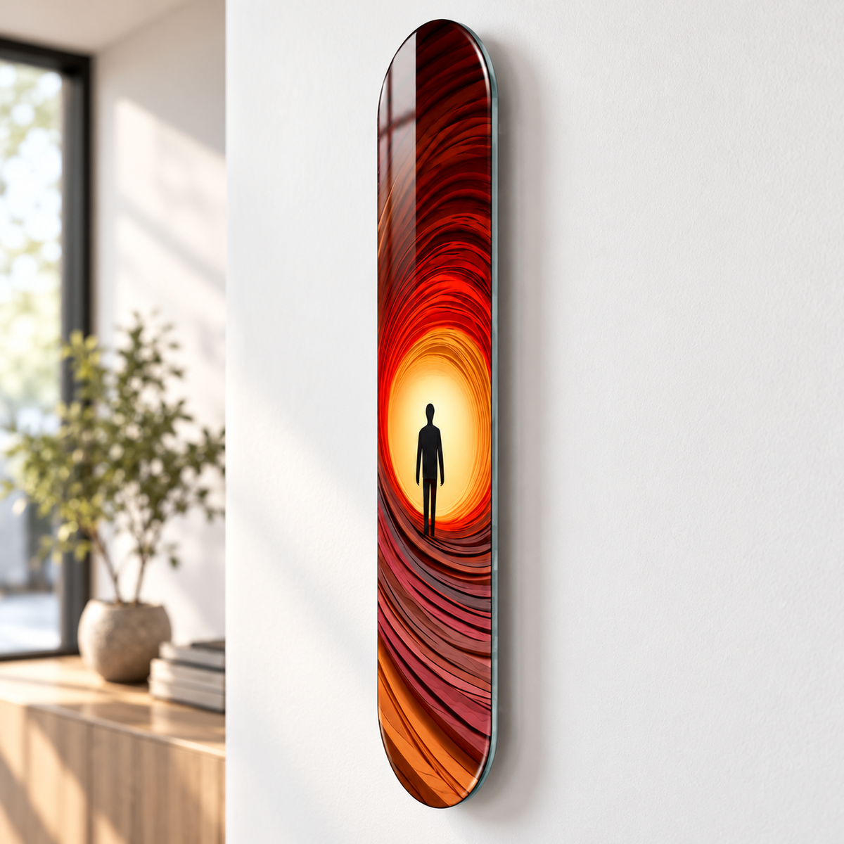 Işığa Yolculuk Dikey Skate Board Cam Tablo – Duvar mesafesi