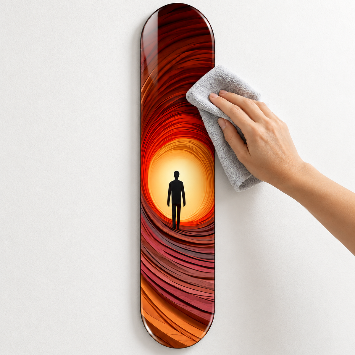 Işığa Yolculuk Dikey Skate Board Cam Tablo – Mikrofiber bezle bakım