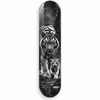 Kaplan ve Yavrusu Dikey Skate Board Cam Tablo – Beyaz fonda ön görünüm