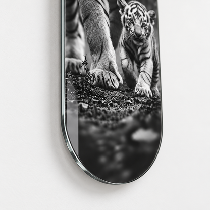 Kaplan ve Yavrusu Dikey Skate Board Cam Tablo – Yuvarlatılmış cam kenar detayı