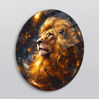 Aslan Yuvarlak Cam Tablo