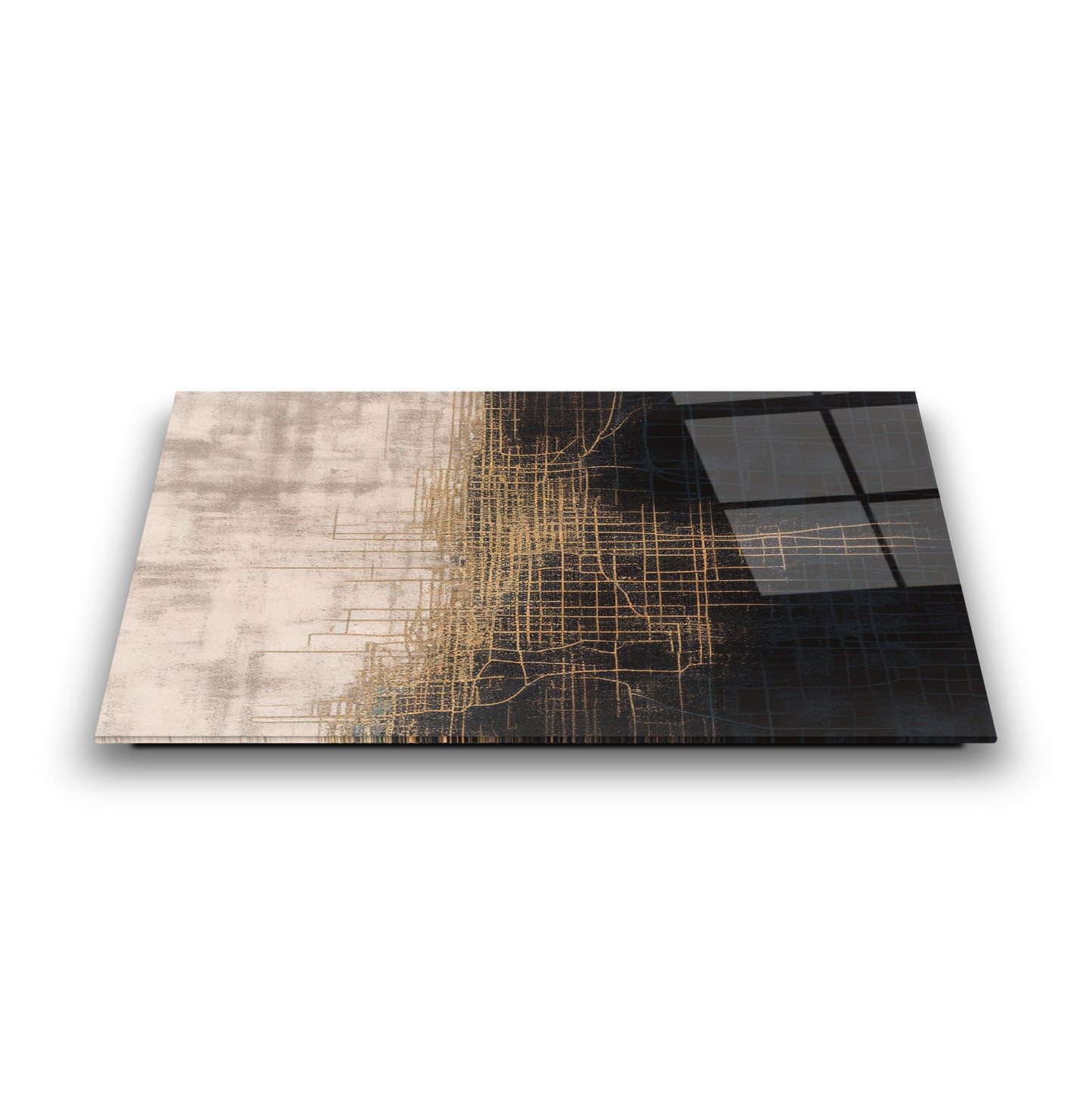 Gold Siyah Soyut Cam Tablo