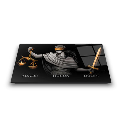 Themis Adalet Heykeli Cam Tablo