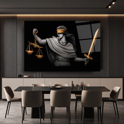 Themis Adalet Kadını Heykeli Cam Tablo