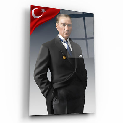 Bayraklı Atatürk Cam Tablo
