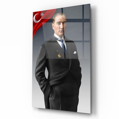 Bayraklı Atatürk Cam Tablo