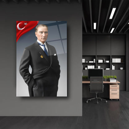 Bayraklı Atatürk Cam Tablo