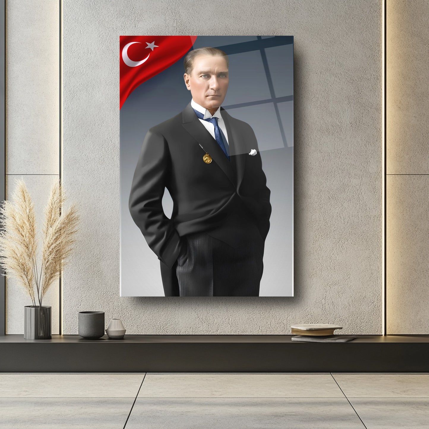 Bayraklı Atatürk Cam Tablo