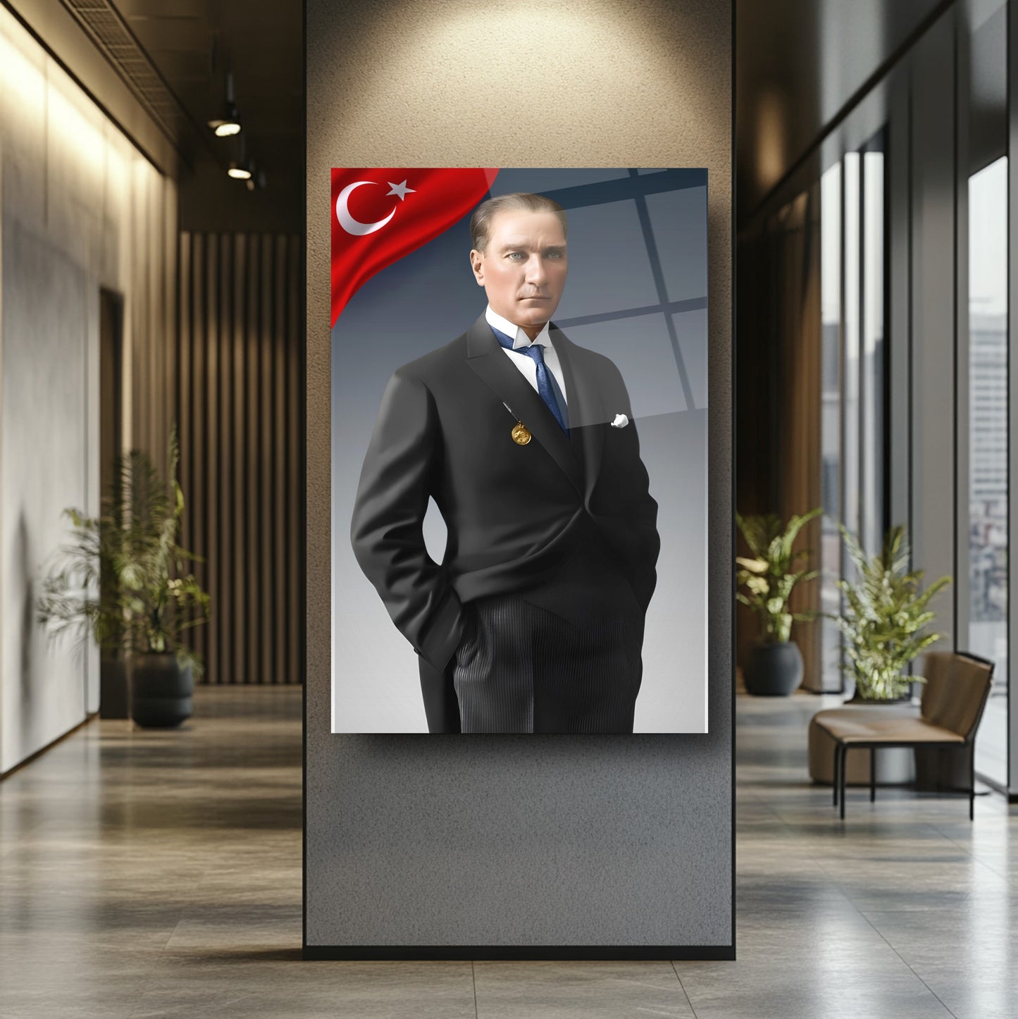Bayraklı Atatürk Cam Tablo
