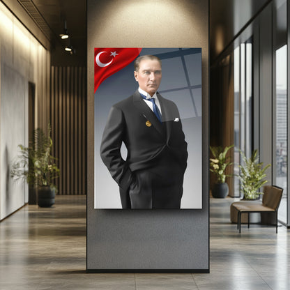 Bayraklı Atatürk Cam Tablo