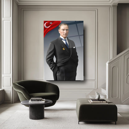 Bayraklı Atatürk Cam Tablo