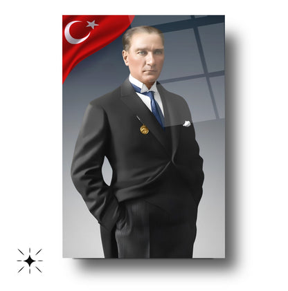 Bayraklı Atatürk Cam Tablo