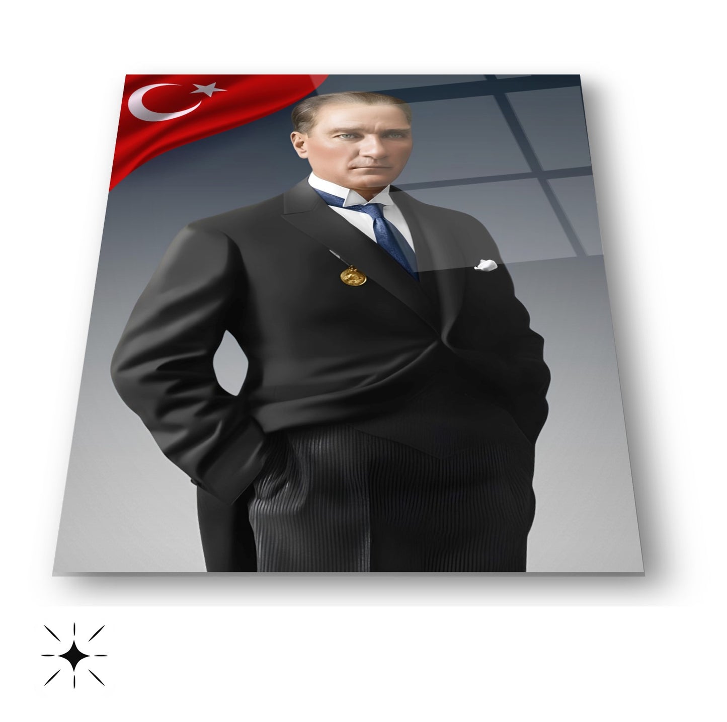 Bayraklı Atatürk Cam Tablo