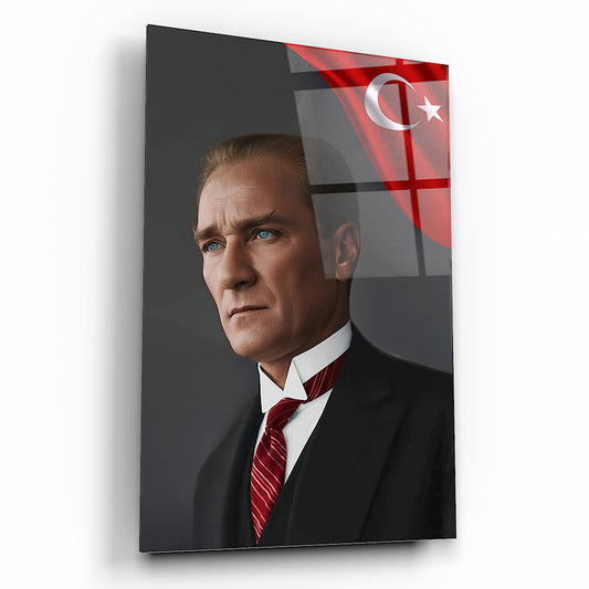 Bayraklı Atatürk Cam Tablo
