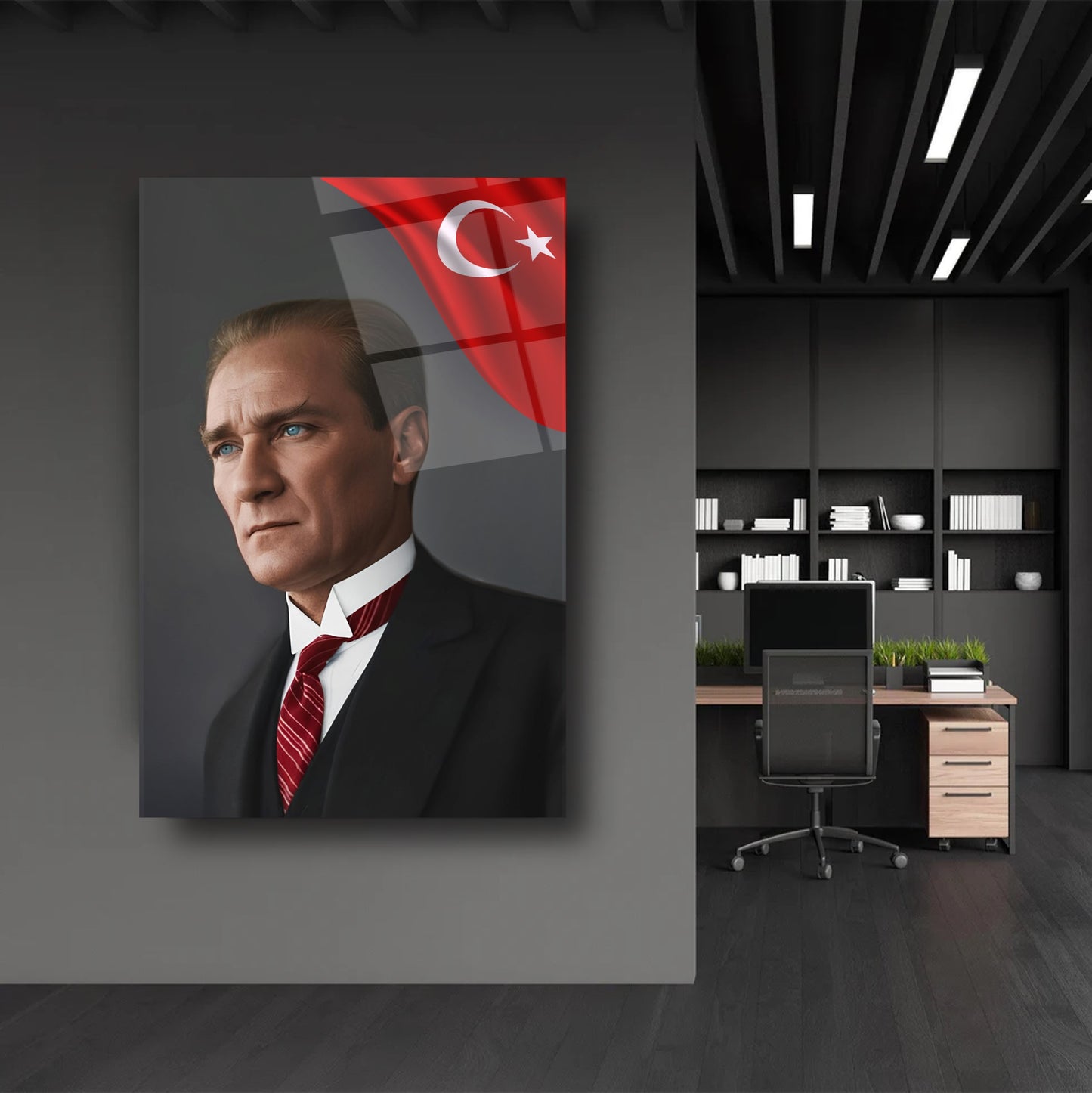 Bayraklı Atatürk Cam Tablo