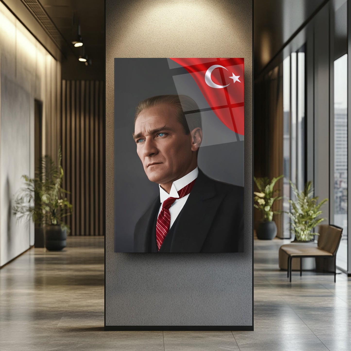 Bayraklı Atatürk Cam Tablo