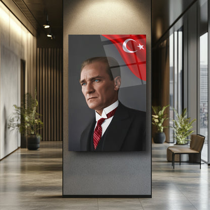 Bayraklı Atatürk Cam Tablo
