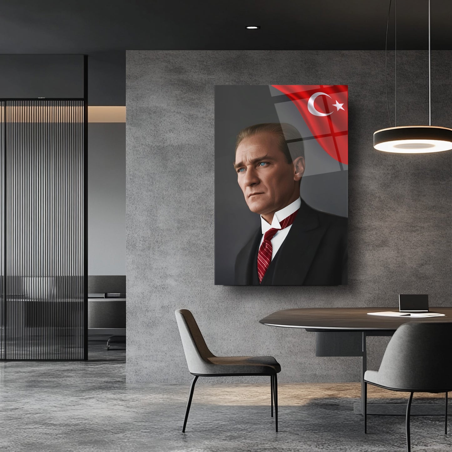 Bayraklı Atatürk Cam Tablo