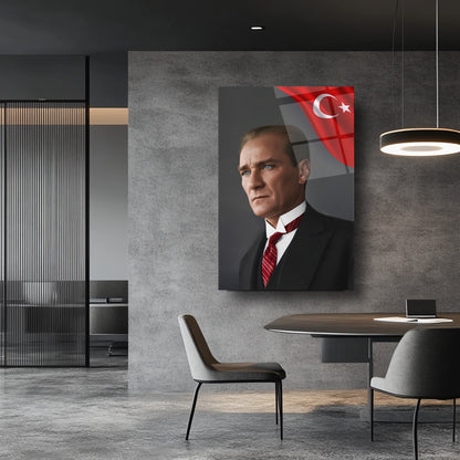 Bayraklı Atatürk Cam Tablo