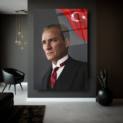 Bayraklı Atatürk Cam Tablo