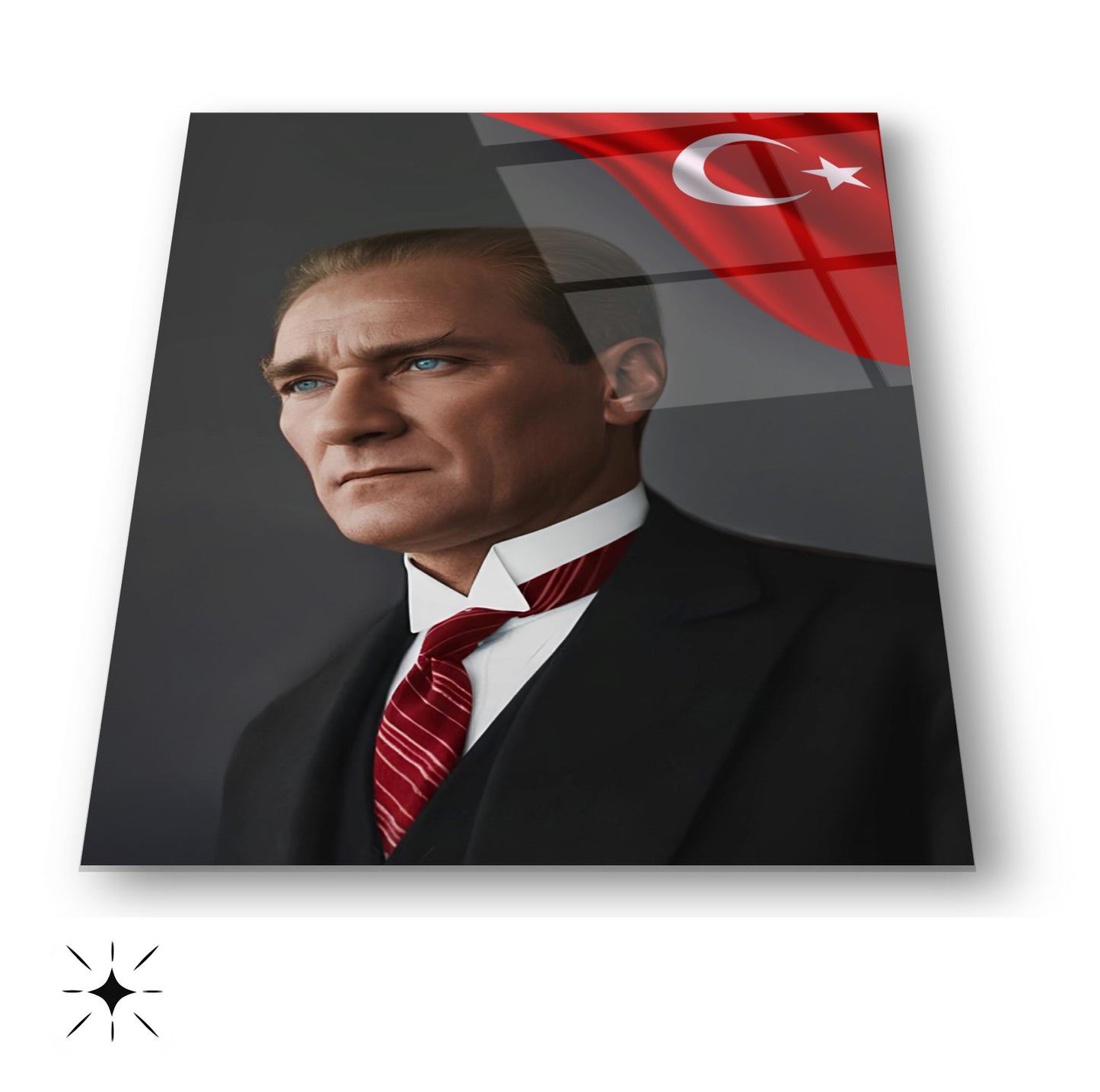 Bayraklı Atatürk Cam Tablo