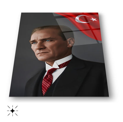 Bayraklı Atatürk Cam Tablo