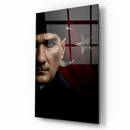Bayraklı Atatürk Cam Tablo