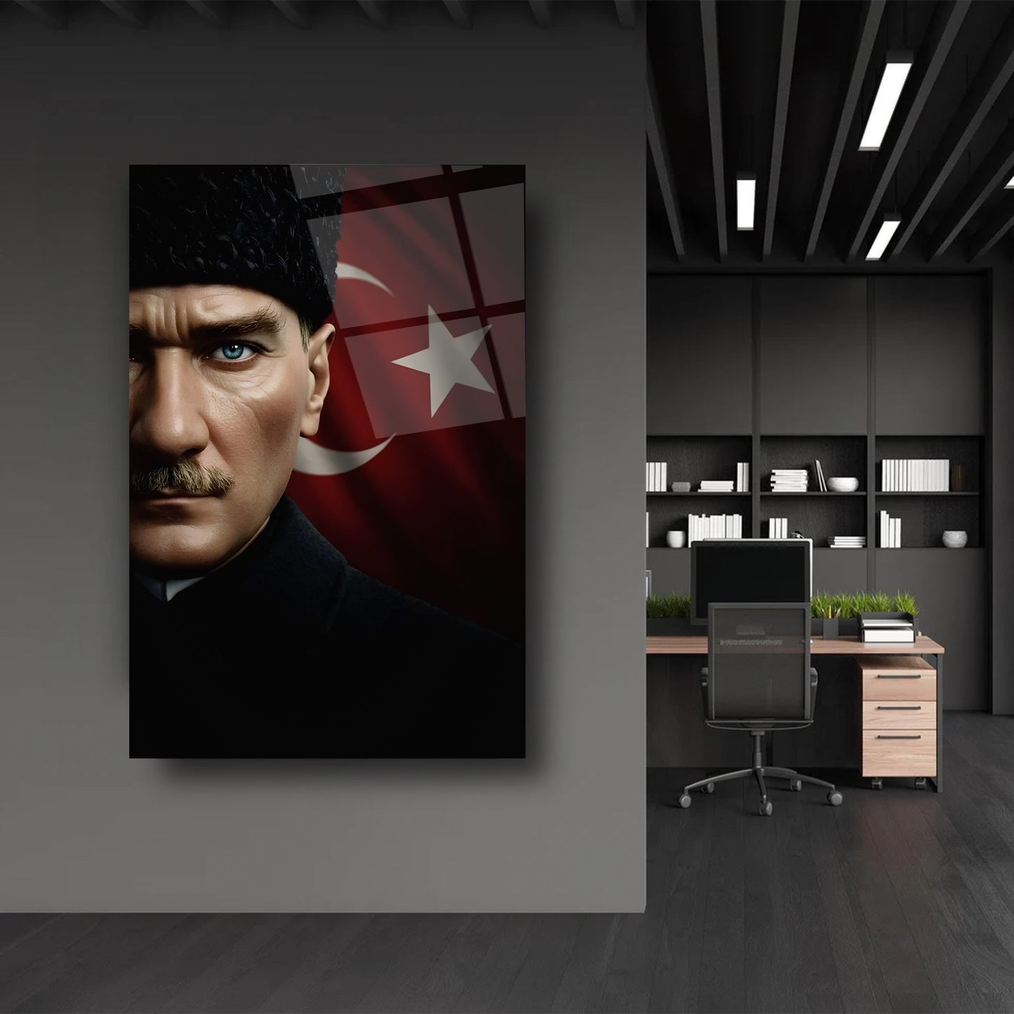 Bayraklı Atatürk Cam Tablo