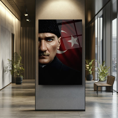 Bayraklı Atatürk Cam Tablo