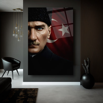 Bayraklı Atatürk Cam Tablo