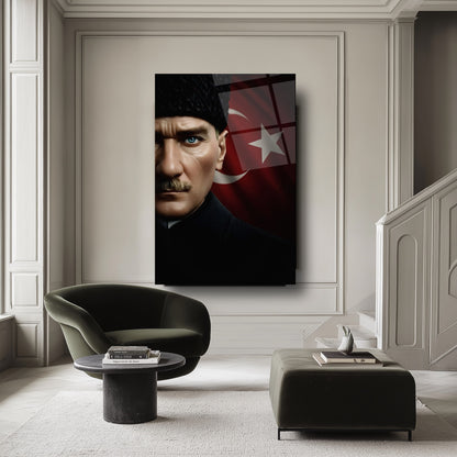 Bayraklı Atatürk Cam Tablo