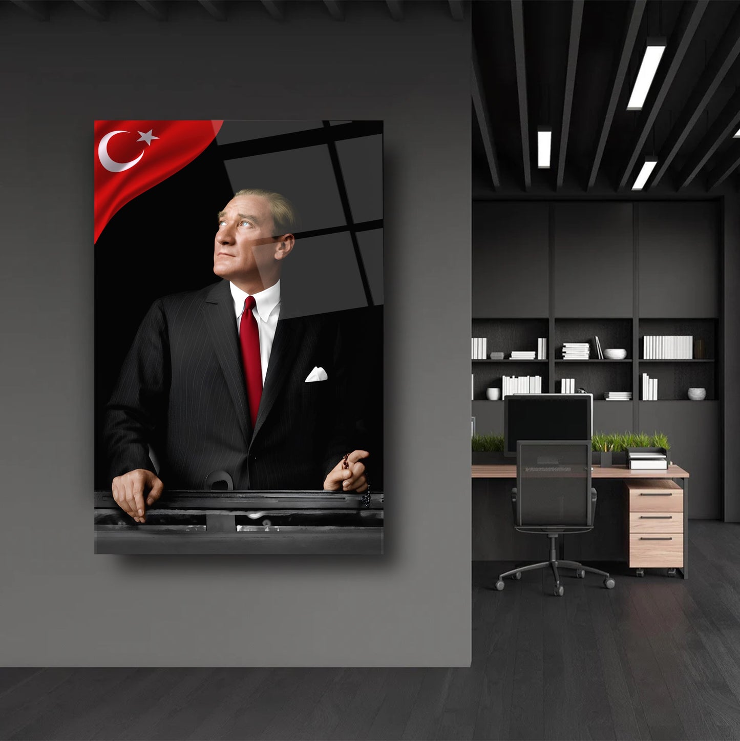 Bayraklı Atatürk Cam Tablo