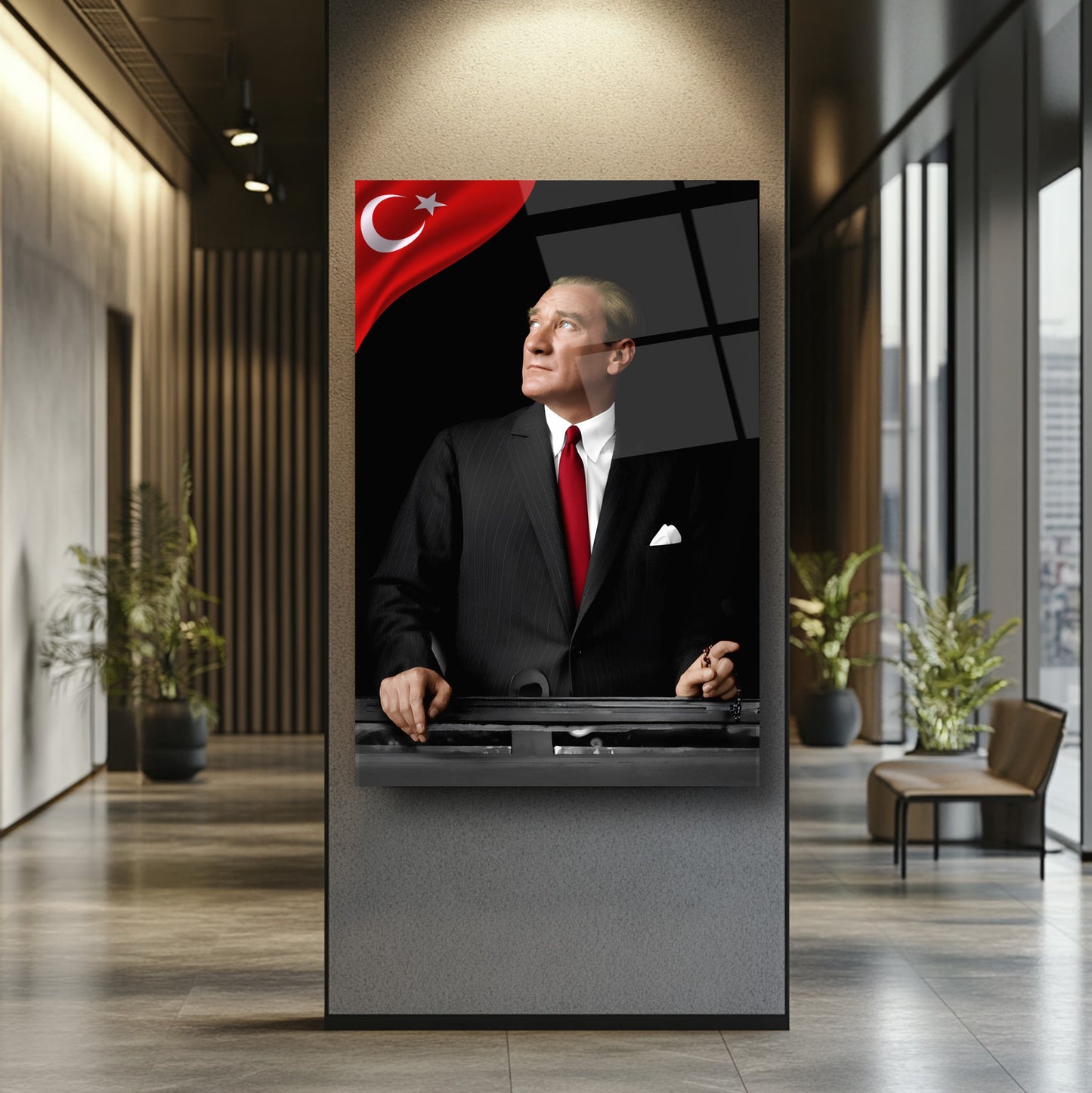 Bayraklı Atatürk Cam Tablo