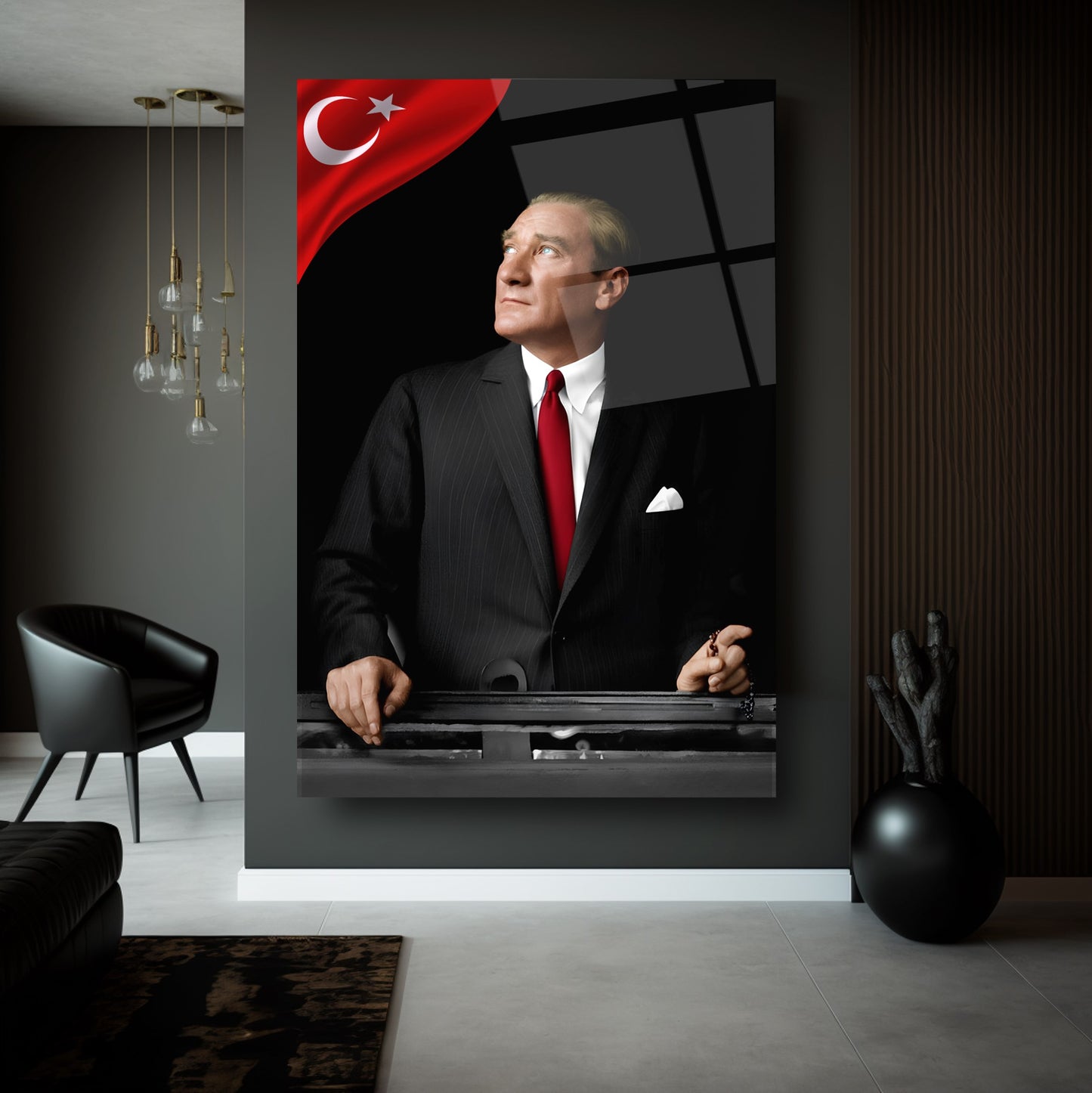 Bayraklı Atatürk Cam Tablo