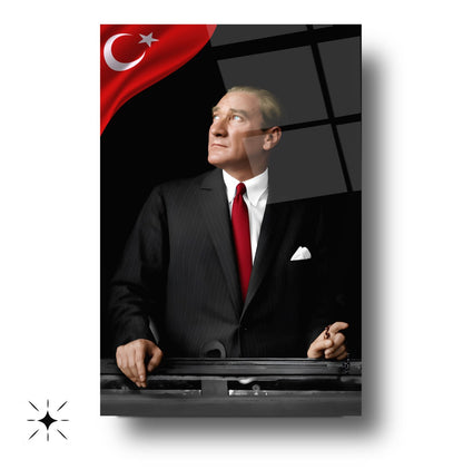 Bayraklı Atatürk Cam Tablo