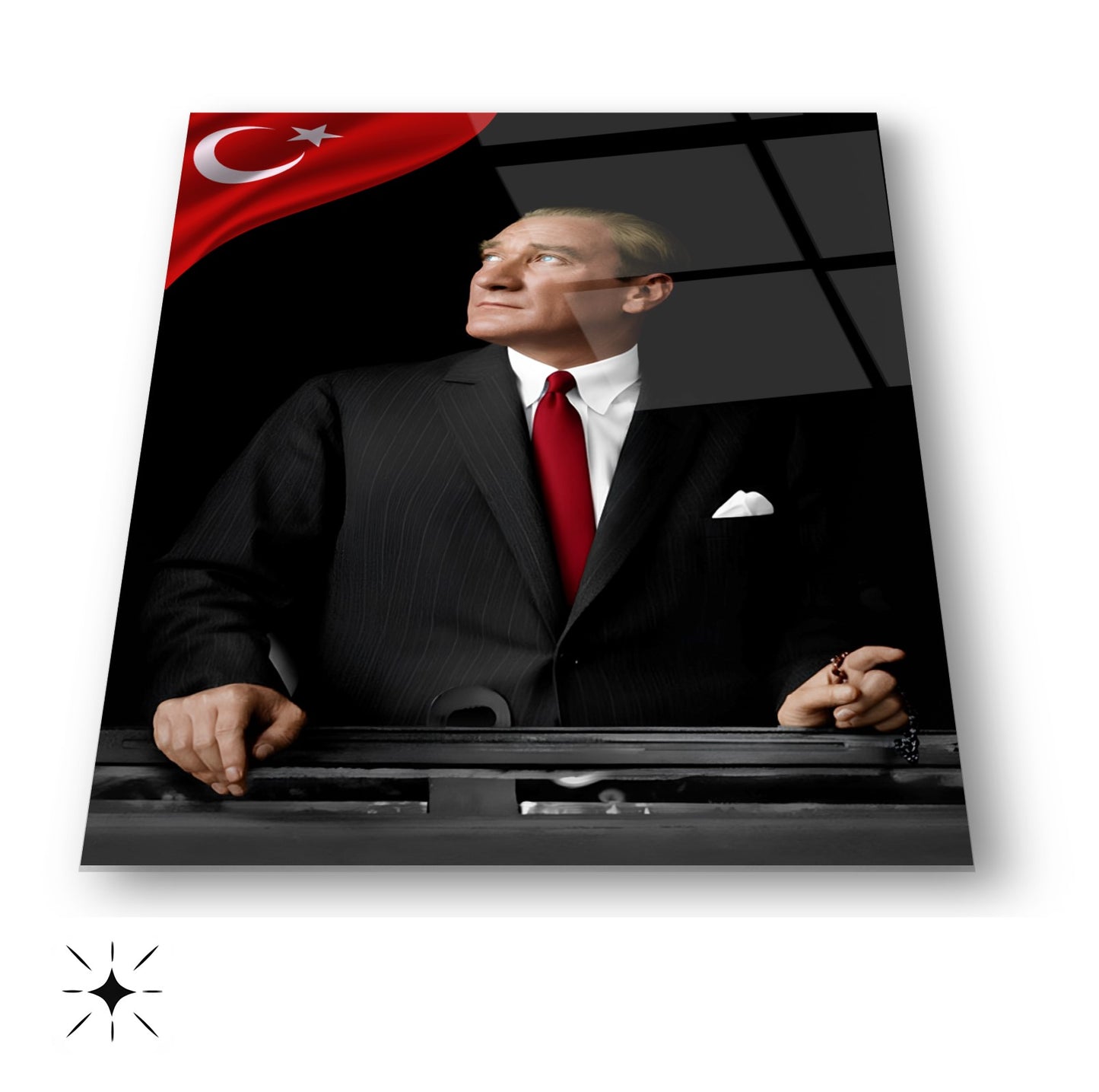 Bayraklı Atatürk Cam Tablo
