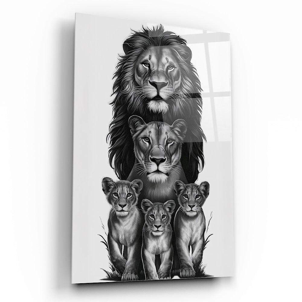 Aslan Ailesi Cam Tablo