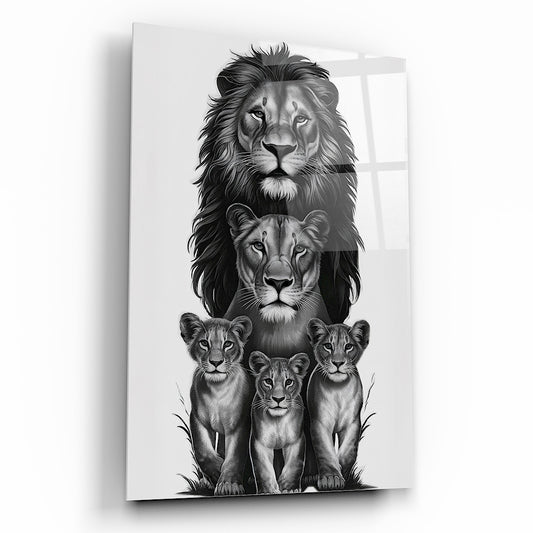 Aslan Ailesi Cam Tablo