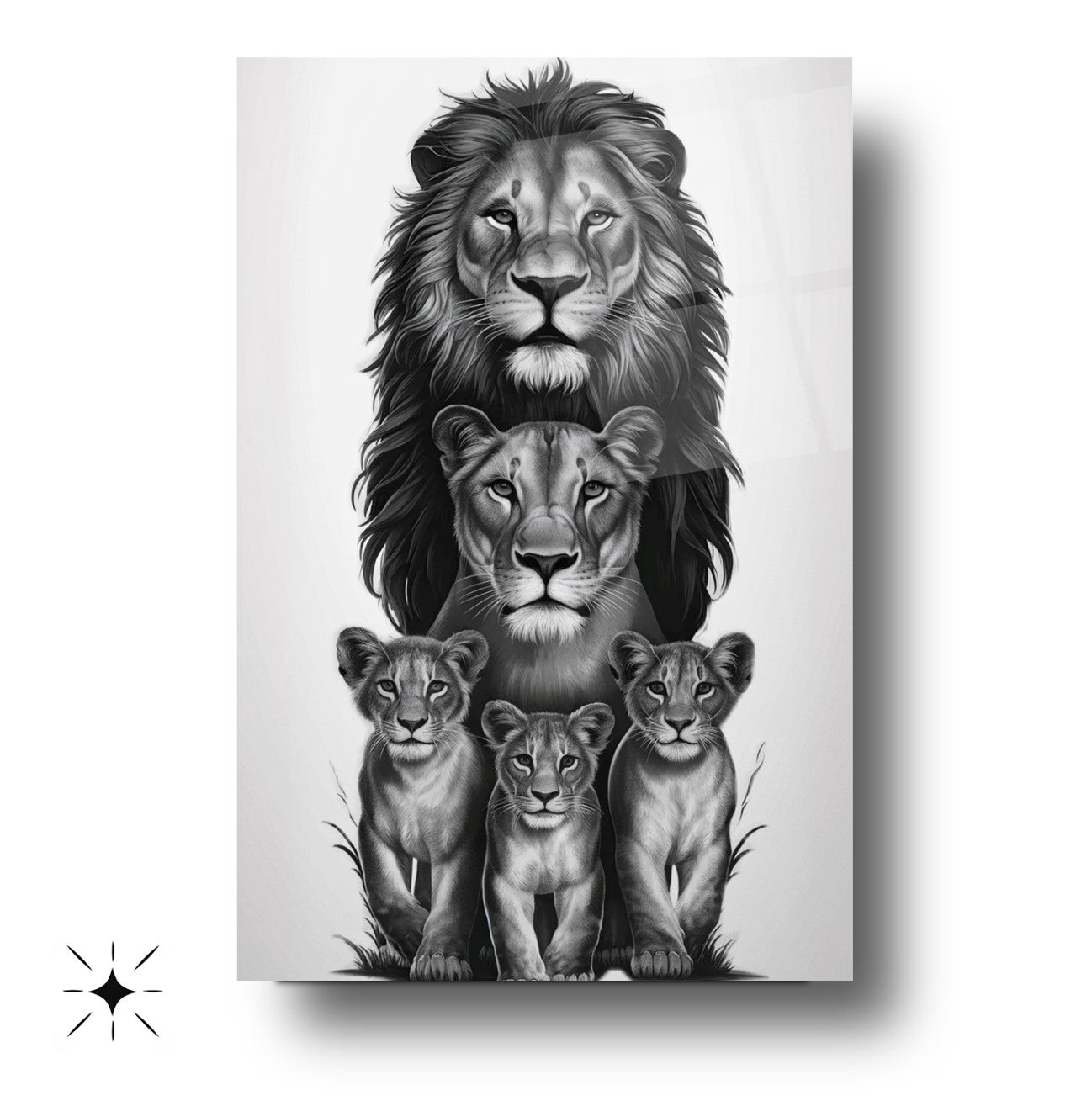 Aslan Ailesi Cam Tablo