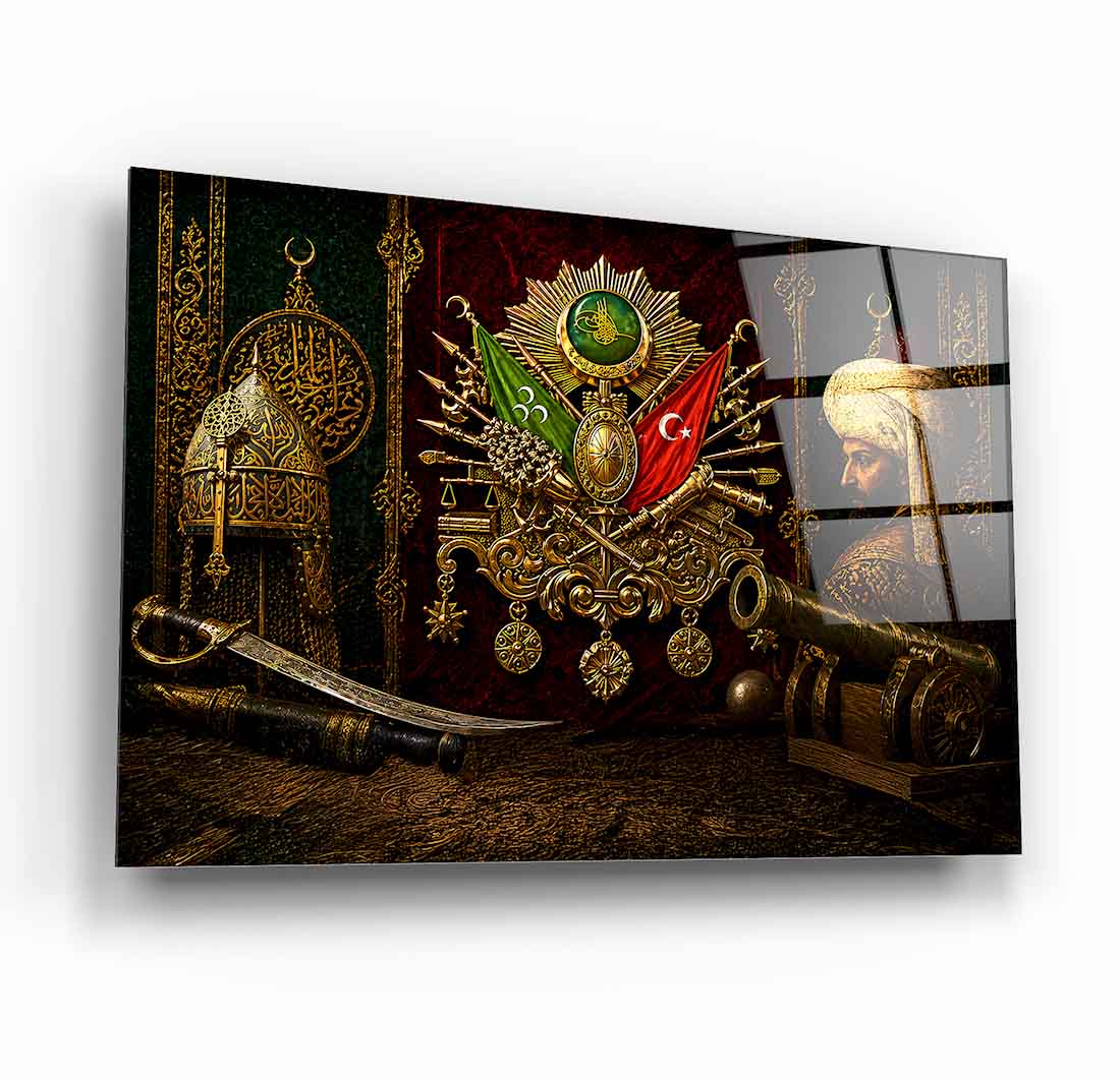 Fatih Sultan Mehmet Osmanlı Tuğrası Cam Tablo