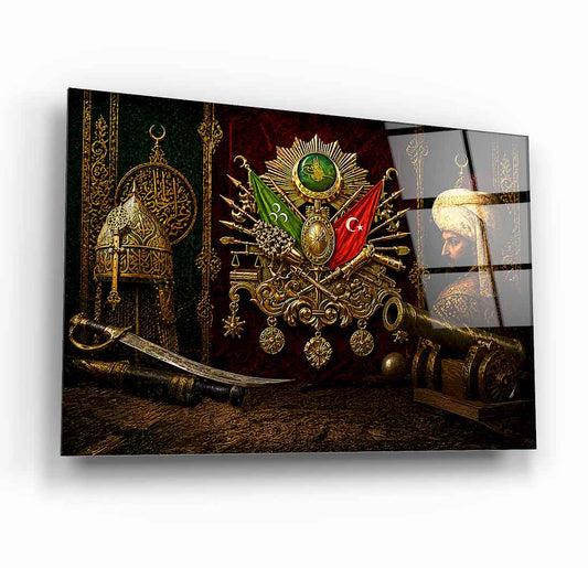 Fatih Sultan Mehmet Osmanlı Tuğrası Cam Tablo