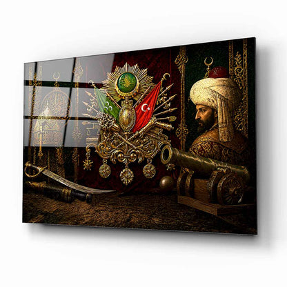 Fatih Sultan Mehmet Osmanlı Tuğrası Cam Tablo